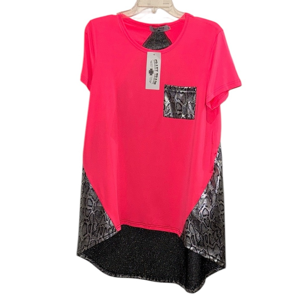 NWT Crazy Train Pink Neon Top